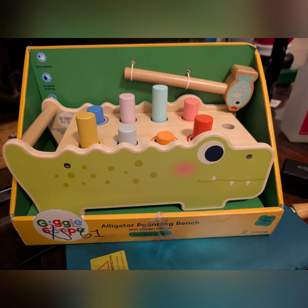 Giggle Scape Alligator Pounding Bench Wooden Activity Toy Multicolor 18m+ Baby